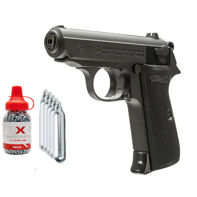 Paquete Walther Legends PPKS PPK/S CO2 Posta Cal .177 4.5mm